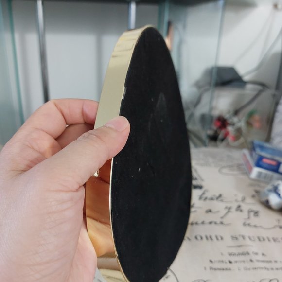 Gold Rimmed Triangular Mirror Vanity Tray Perfect For Makeup or Jewelry Anything - Picture 3 of 5